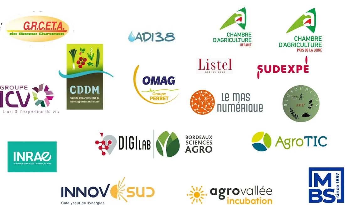 Logos des clients et partenaires de FURGO : INRAE, SudExpé, chambres d’agriculture, OSFARM…